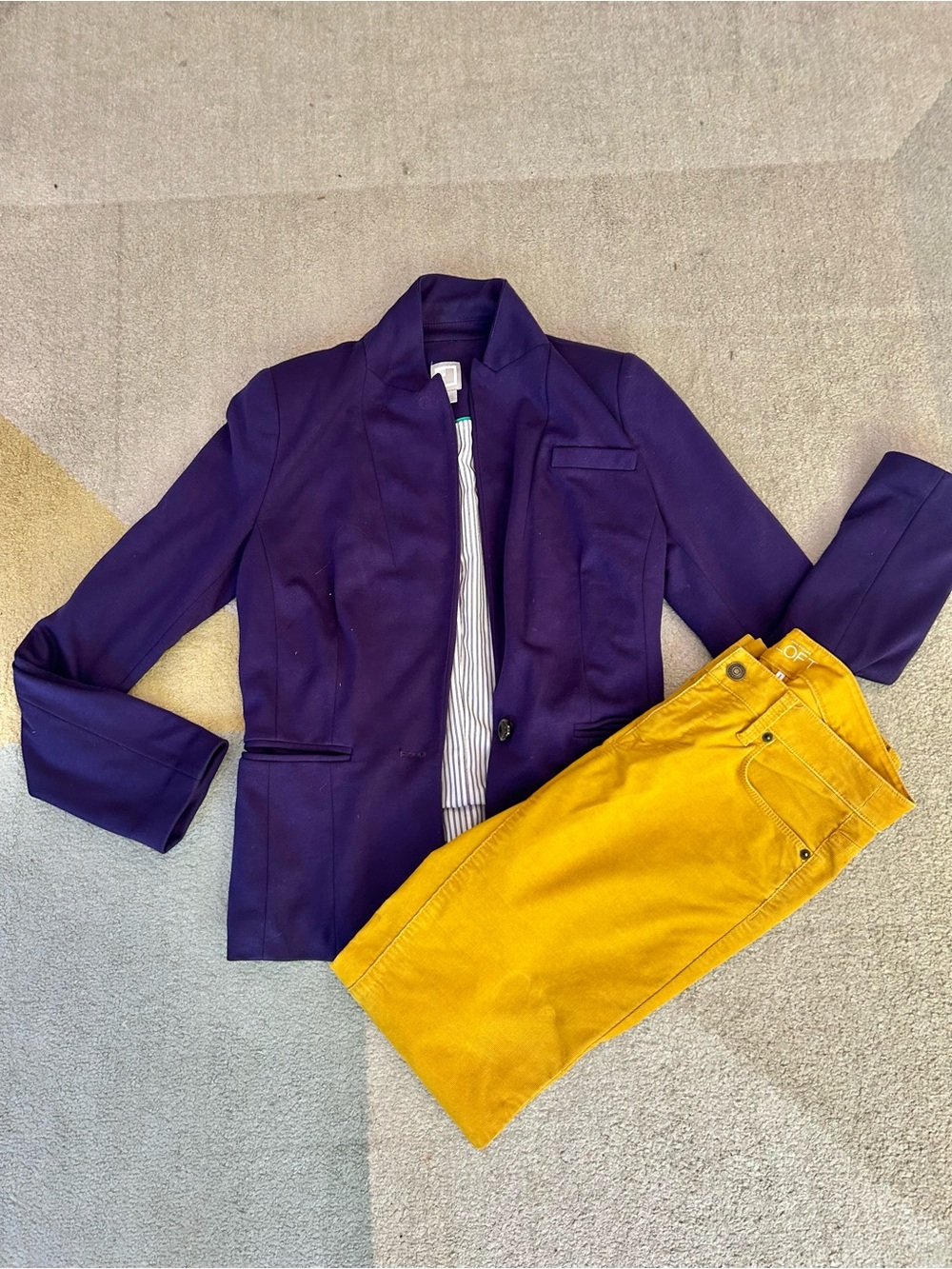 JCPenney Purple Blazer with Striped Lining